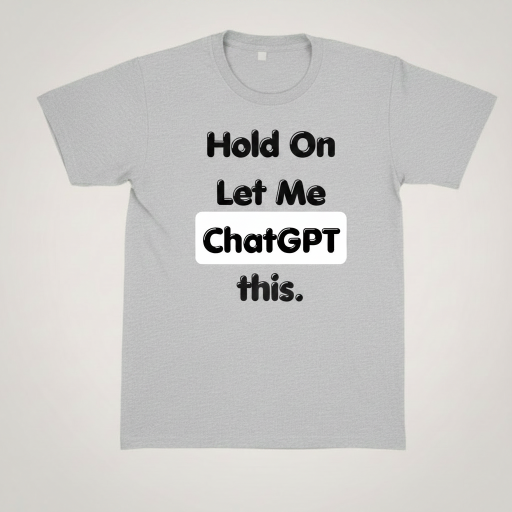 CHAT GPT T-SHIRT in Light Grey with Black Logo