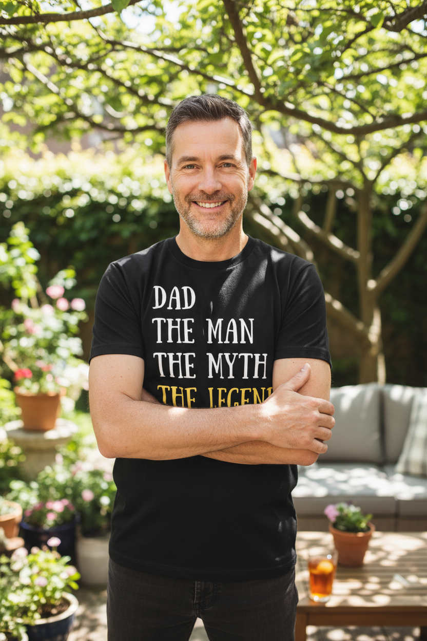 Dad wearing the Legend T-Shirt