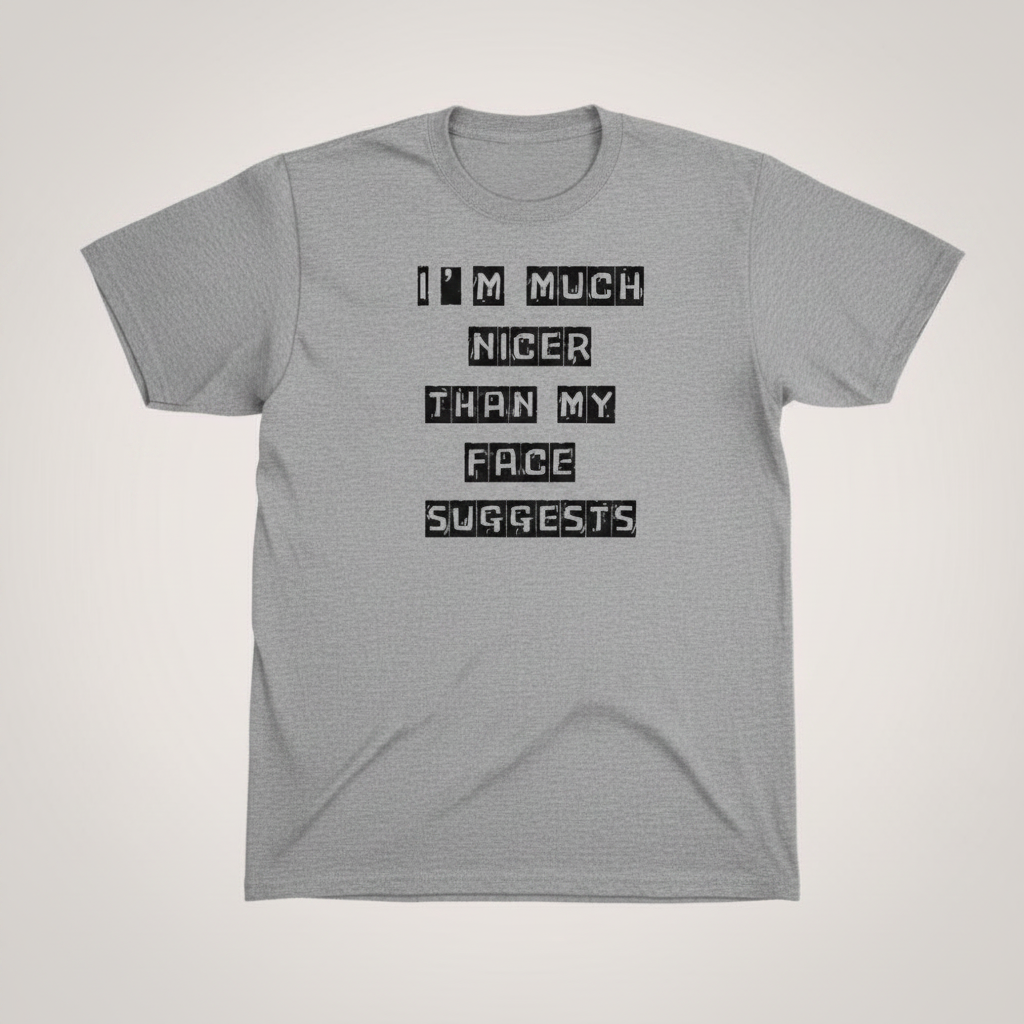 NICER THAN MY FACE SUGGESTS Grey Tee