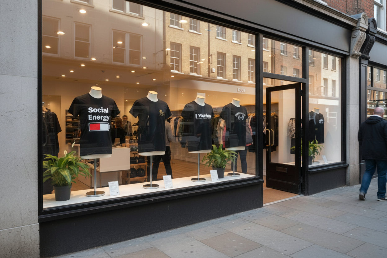 Shirtz & Gigglez Shop Front - Updated Window Display