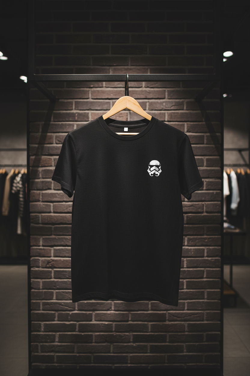 Stormtrooper tee hung up in shop